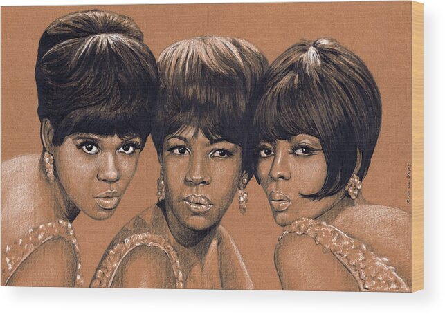 Motown Wood Print featuring the drawing The Supremes by Rob De Vries