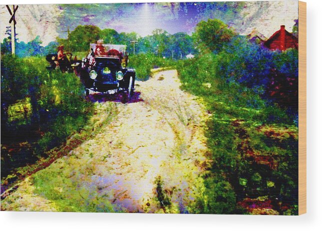 Vintage Autos Wood Print featuring the digital art Tough Times by Cliff Wilson