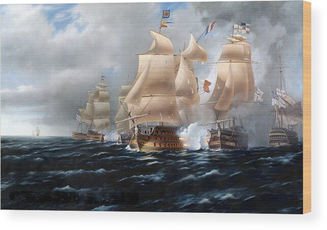 Drag Racing Nhra Top Fuel Funny Car John Force Kenny Youngblood Nitro Champion March Meet Images Image Race Track Fuel Sea Battle Tall Ships Wood Print featuring the painting War at Sea by Kenny Youngblood