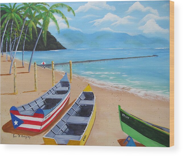 Aguadilla Wood Print featuring the painting Aguadilla Crashboat Beach by Luis F Rodriguez