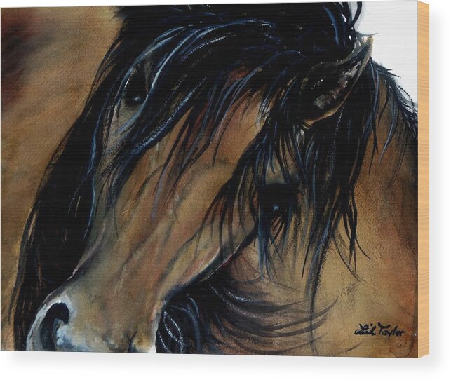 Horse Wood Print featuring the painting Bucky by Lil Taylor
