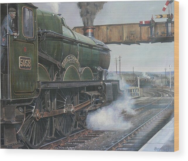 Steam Train Wood Print featuring the painting Castle class 4.6.0. by Mike Jeffries