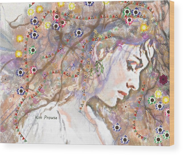 Portrait Wood Print featuring the digital art Daisy Chain by Kim Prowse