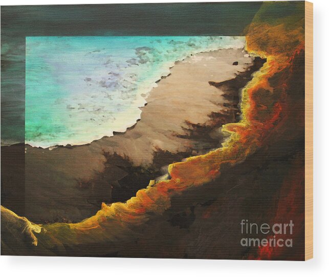 Fire Wood Print featuring the mixed media Fire and Water by Jeanette French