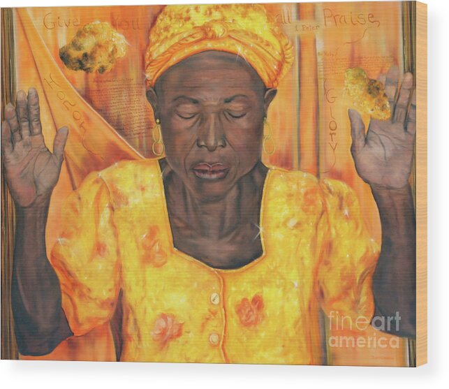Figurative Wood Print featuring the painting Give You All The Glory by Jeanette Sthamann