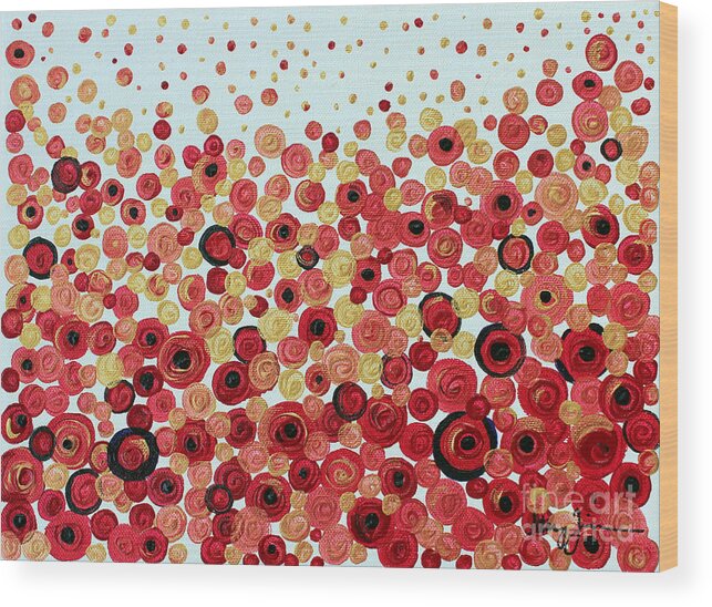 Abstract Wood Print featuring the painting Poppies by Stacey Zimmerman