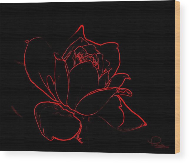 Flower Wood Print featuring the digital art Rose #2 by Ludwig Keck
