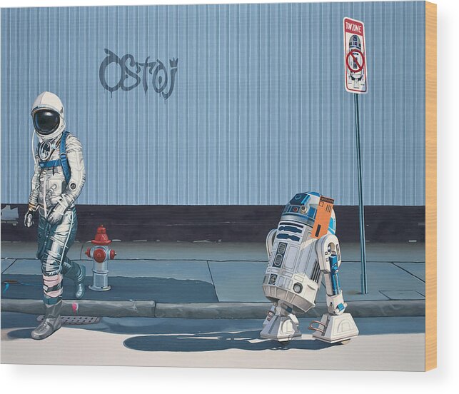 Astronaut Wood Print featuring the painting The Parking Ticket by Scott Listfield