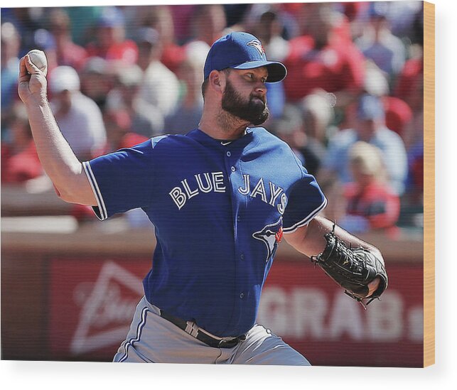 American League Baseball Wood Print featuring the photograph Toronto Blue Jays V Texas Rangers by Brandon Wade