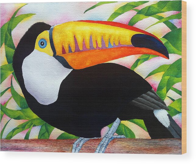 Toucan Wood Print featuring the painting Toucan by Donna Spadola
