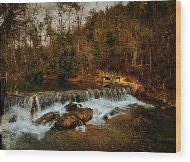 Black And White Wood Print featuring the photograph Waterfall #1 by Mario Celzner