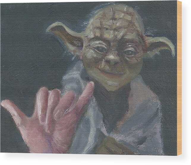 Asl Art Wood Print featuring the painting Y is for Yoda #1 by Jessmyne Stephenson