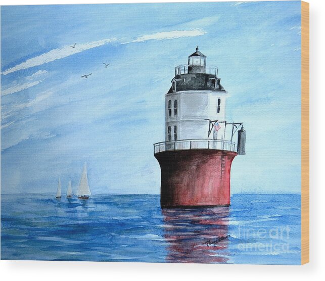 Baltimore Lighthouse Wood Print featuring the painting Baltimore Lighthouse #2 by Nancy Patterson