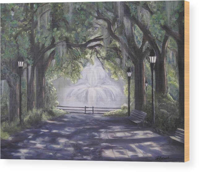  Wood Print featuring the painting Forsythe Park by Roberta Rotunda