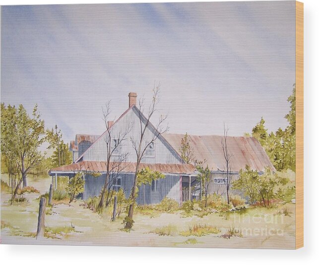 Old House Wood Print featuring the painting Just A Memory by Jackie Mueller-Jones