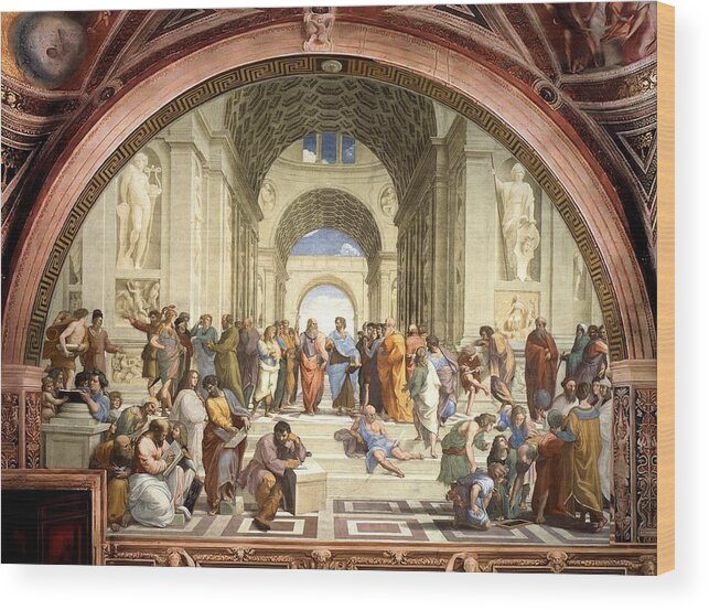 Raphael Wood Print featuring the painting School of Athens by Raphael