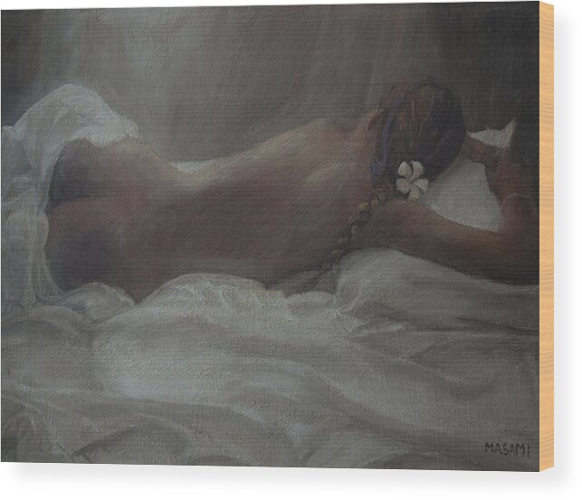 Nude Wood Print featuring the painting Sleeping Beauty #2 by Masami Iida