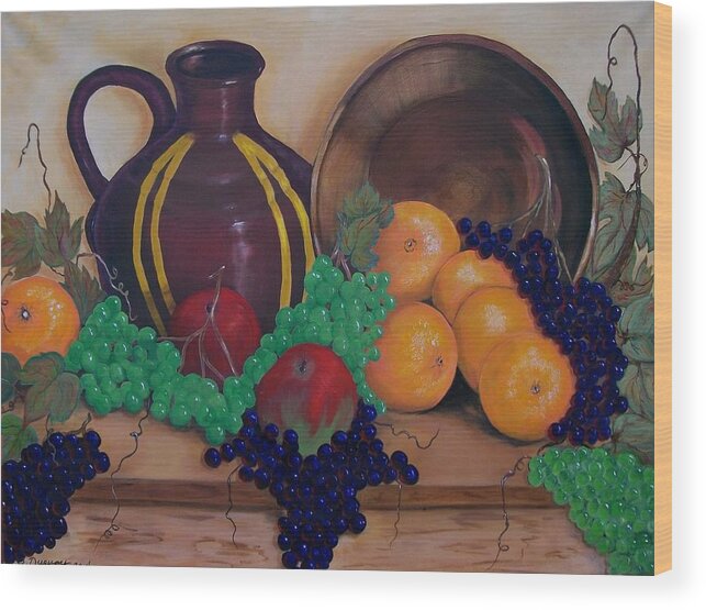 Chocolate Jug Wood Print featuring the painting Tuscany Treats by Sharon Duguay