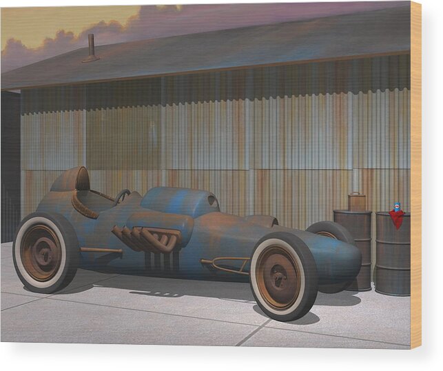 Dragster Wood Print featuring the digital art Vintage Dragster by Stuart Swartz