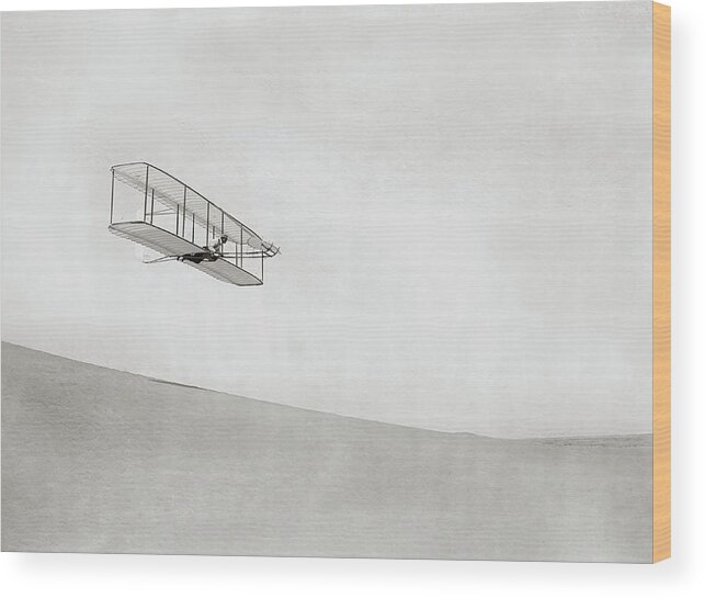 Wilbur Wright Wood Print featuring the photograph Wright Brothers Kitty Hawk Glider by Library Of Congress