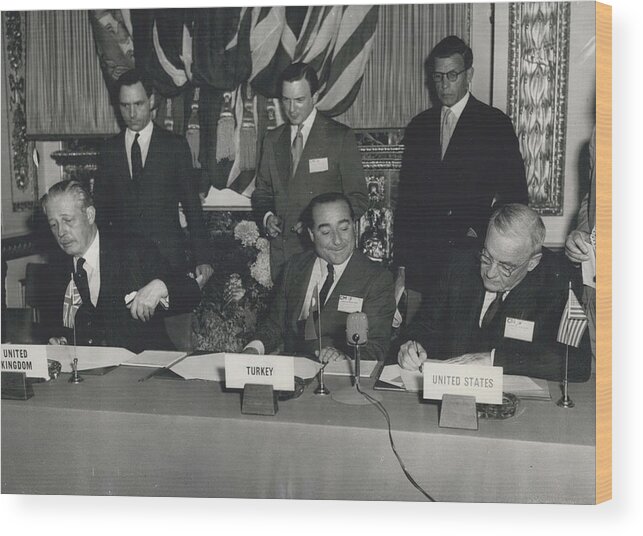 retro Images Archive Wood Print featuring the photograph Bagdad Pact Council Meeting At Lancaster House #3 by Retro Images Archive