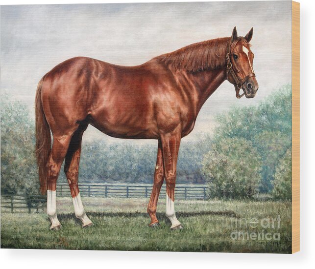 Secretariat Wood Print featuring the painting Secretariat #3 by Thomas Allen Pauly