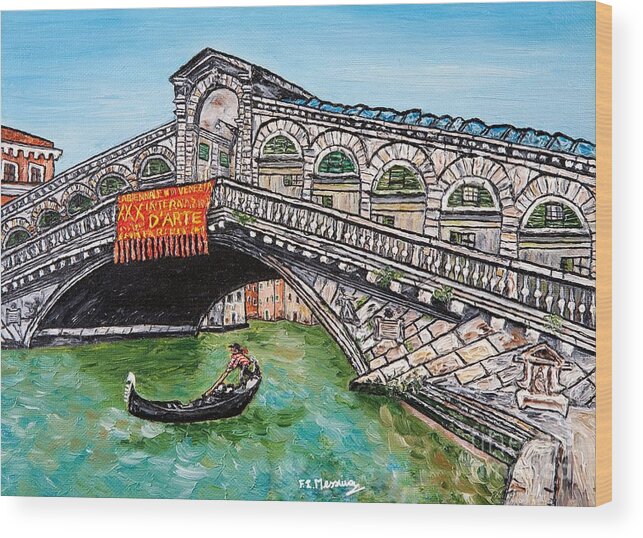 Oil Painting Wood Print featuring the painting Ponte di Rialto #4 by Loredana Messina