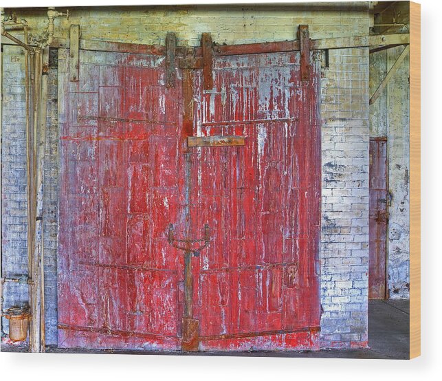 Larkin Wood Print featuring the photograph 8th Floor Warehouse Door by Don Nieman