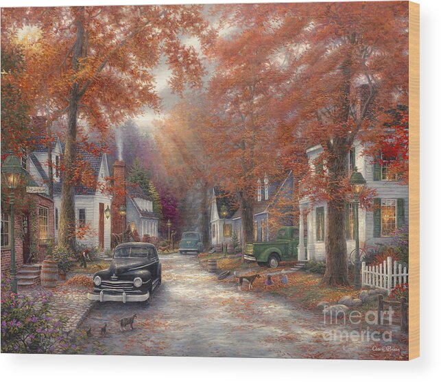 Americana Wood Print featuring the painting A Moment On Memory Lane by Chuck Pinson