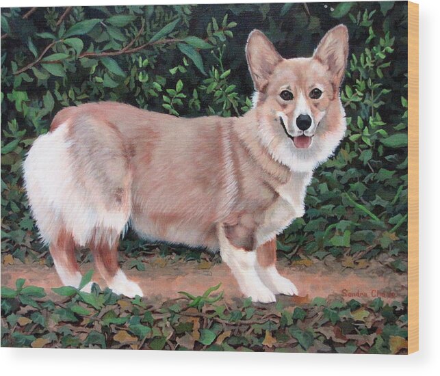 Dog Wood Print featuring the painting A Portrait of Pickle by Sandra Chase