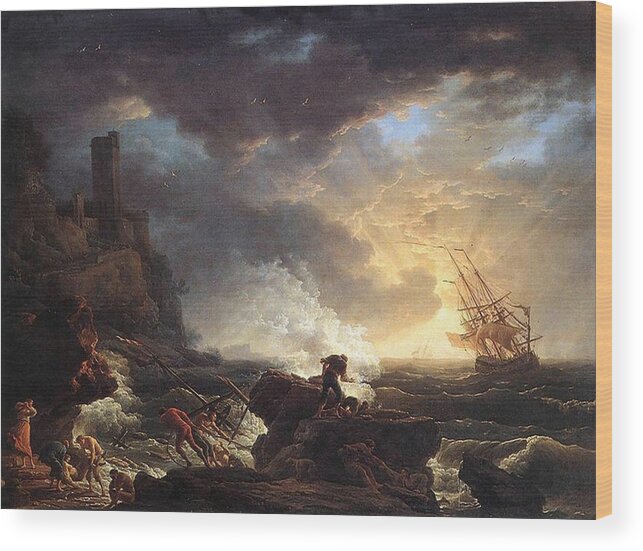 Shipwreck Wood Print featuring the painting A Shipwreck by Claude Joseph Vernet