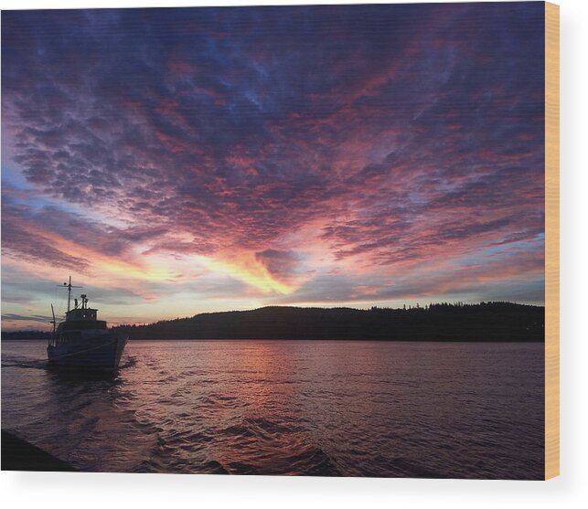 Norwegian Trawler Wood Print featuring the photograph A wreck under tow by Christine Burdine