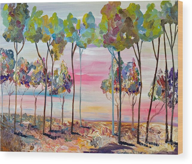 Trees Wood Print featuring the painting Abstract Trees by Delilah Smith
