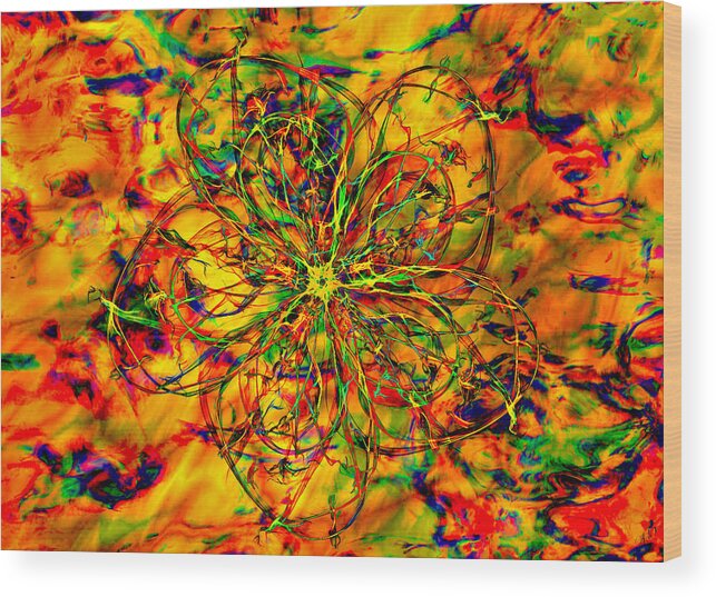 Acid Washed Flower Wood Print featuring the painting Acid Wash Flower by Ally White