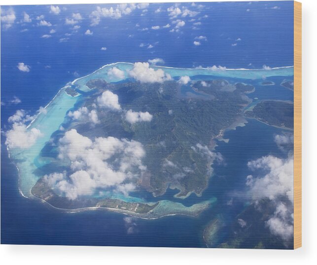 Above Wood Print featuring the photograph Aerial over atoll by M Swiet Productions