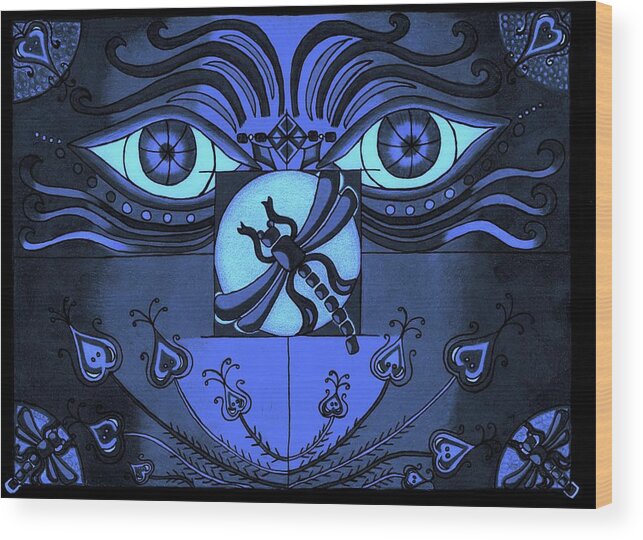Blue Wood Print featuring the digital art After Midnight by Teri Schuster