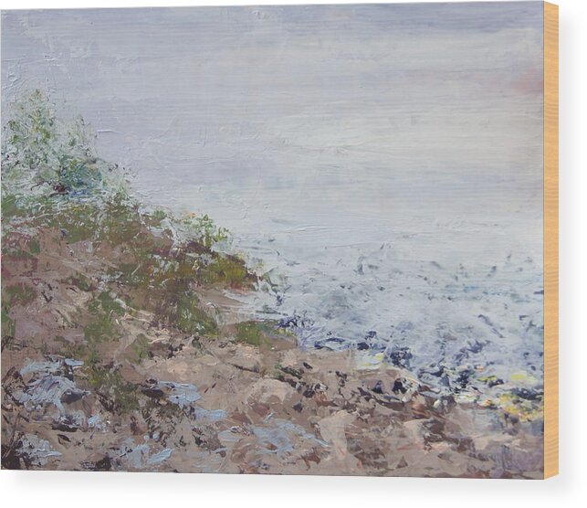 Il Beach State Park Wood Print featuring the painting After the Fog Blew In by Mary Haas