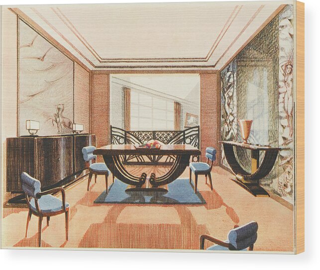 Art Wood Print featuring the drawing An Elegent Art Deco Dining Room by Mary Evans Picture Library