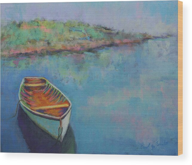 Boat Wood Print featuring the painting Anchored by Carol Jo Smidt