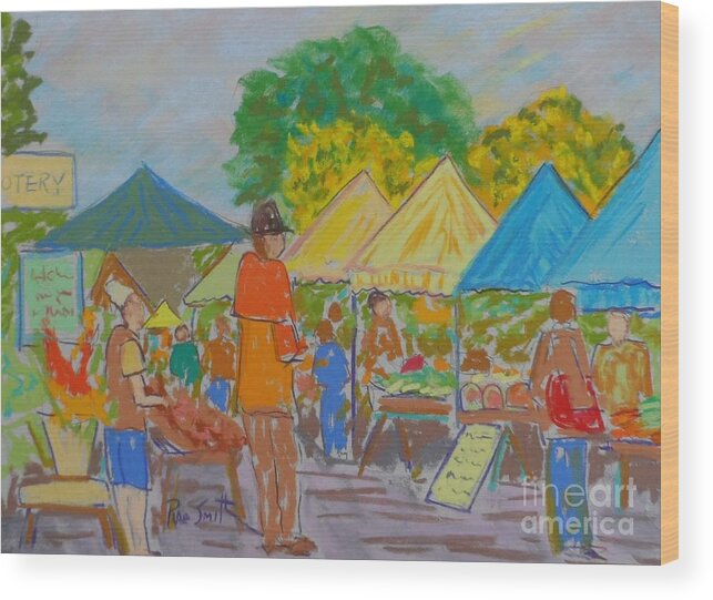 Pastels Wood Print featuring the pastel Annapolis Royal Market by Rae Smith