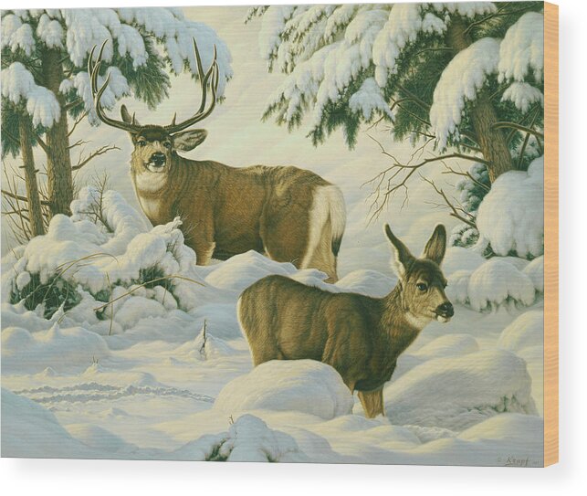 Wildlife Wood Print featuring the painting Another Season by Paul Krapf