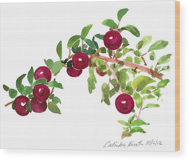 Botanical Wood Print featuring the painting Apple Bough watercolor by Catinka Knoth