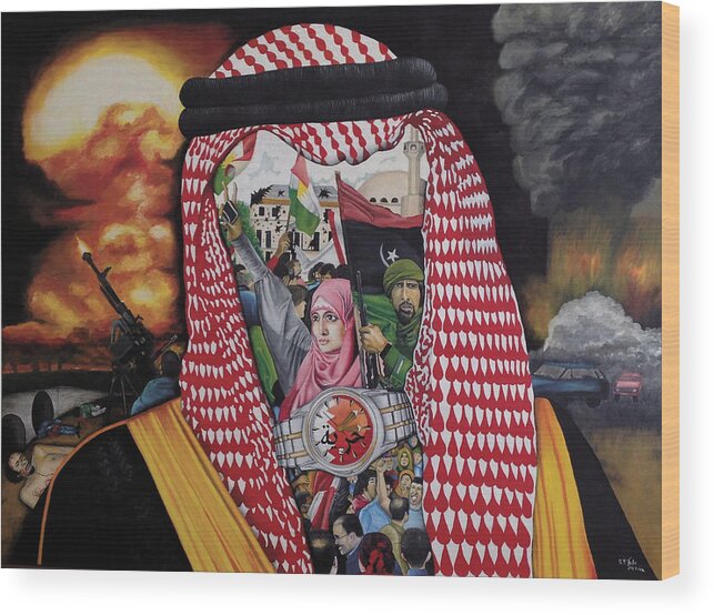Political Painting Wood Print featuring the painting Arab Revolution by O Yemi Tubi