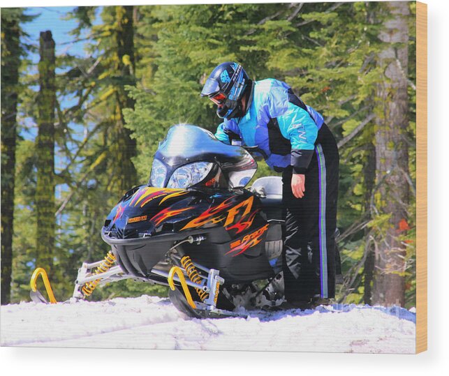 Arctic Cat Wood Print featuring the photograph Arctic Cat Snowmobile by Tap On Photo