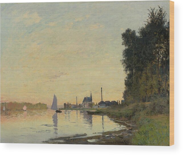 Claude Monet Wood Print featuring the painting Argenteuil Late Afternoon by Claude Monet