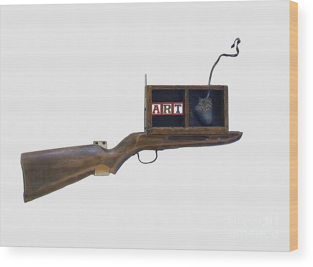 Found And Recycled Objects Wood Print featuring the photograph ART Rifle by Bill Thomson