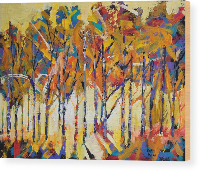 Aspen Wood Print featuring the painting Aspen Trees by Ron Krajewski