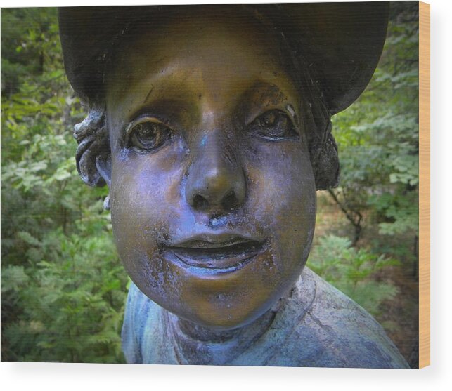 Bronze Children Wood Print featuring the photograph Baseball Boy by Frank Wilson