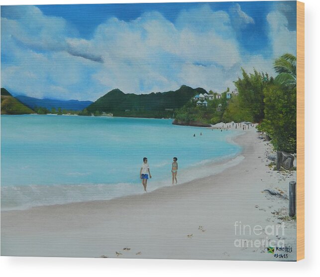 Beach Wood Print featuring the painting Beach Life by Kenneth Harris