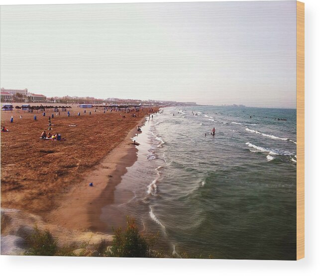 Water's Edge Wood Print featuring the photograph Beach Of Valencia, Spain by Nadieshda